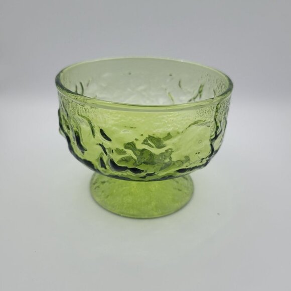 Anchor Hocking Lido Milano Avocado Green Foot Sherbet Dessert Bowl Dish Vintage - Picture 8 of 8